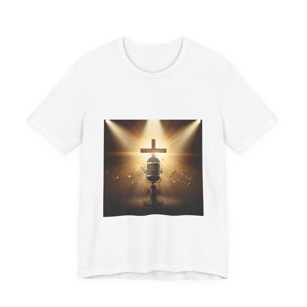 Christian Concert Tee — Microphone & Cross Worship Graphic T-Shirt