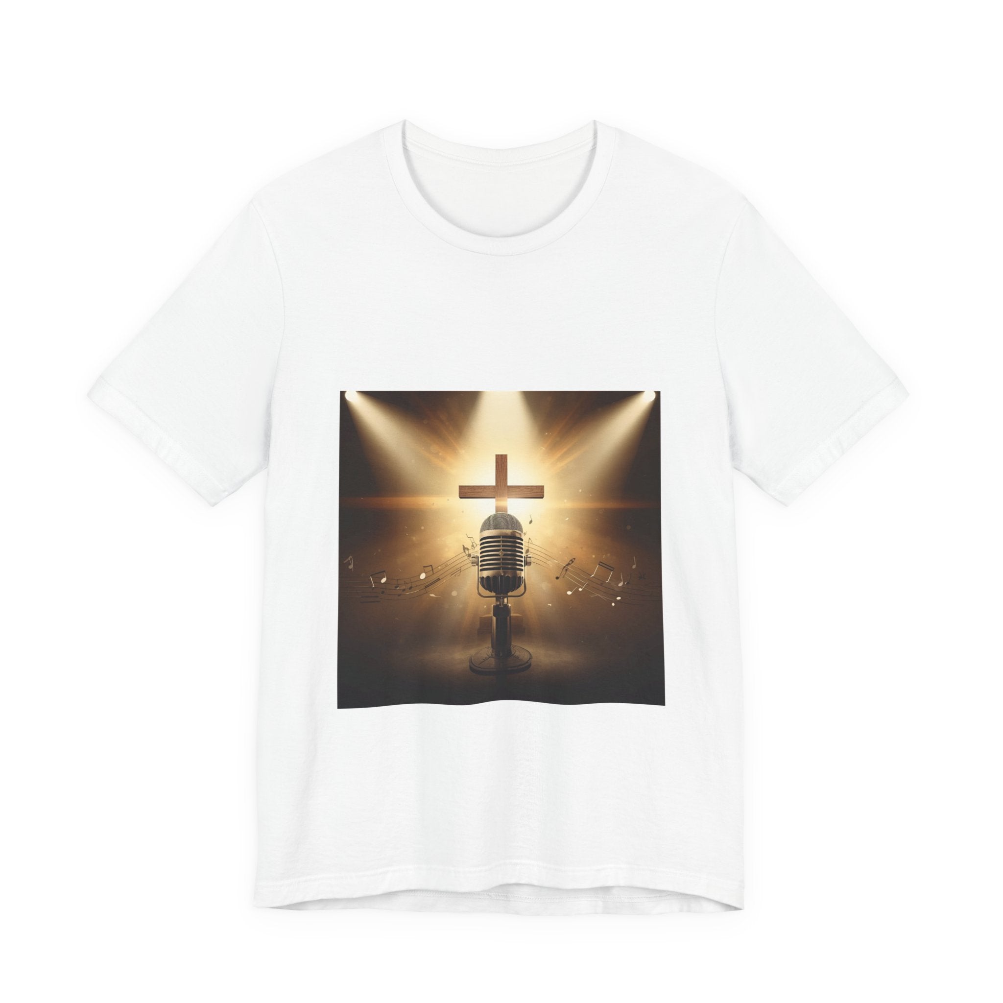 Christian Concert Tee — Microphone & Cross Worship Graphic T-Shirt