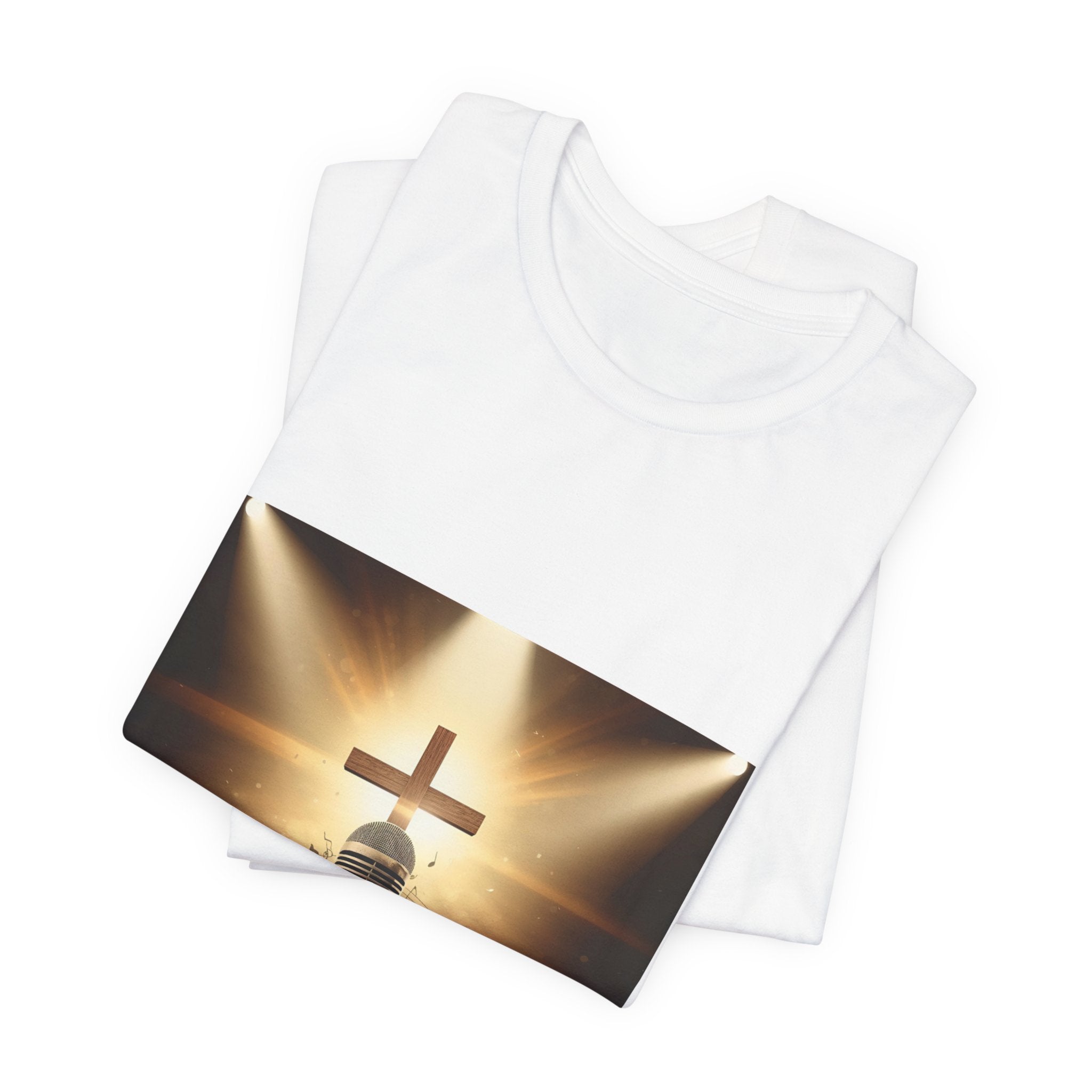 Christian Concert Tee — Microphone & Cross Worship Graphic T-Shirt