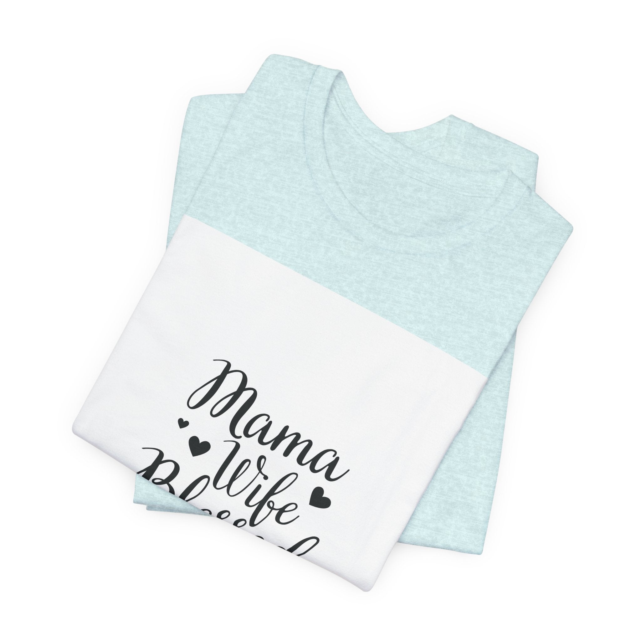 Mama Wife Blessed Life! T‑Shirt – Cute Script Family Mom Tee