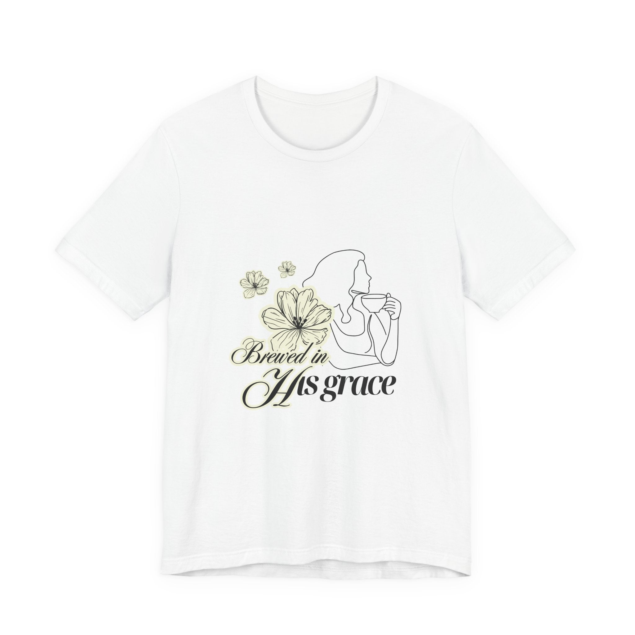 Brewed in His Grace Tee — Floral Christian Faith T-Shirt