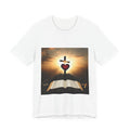Christian Cross & Heart T-Shirt — Open Bible Faith Tee (Sunrise)