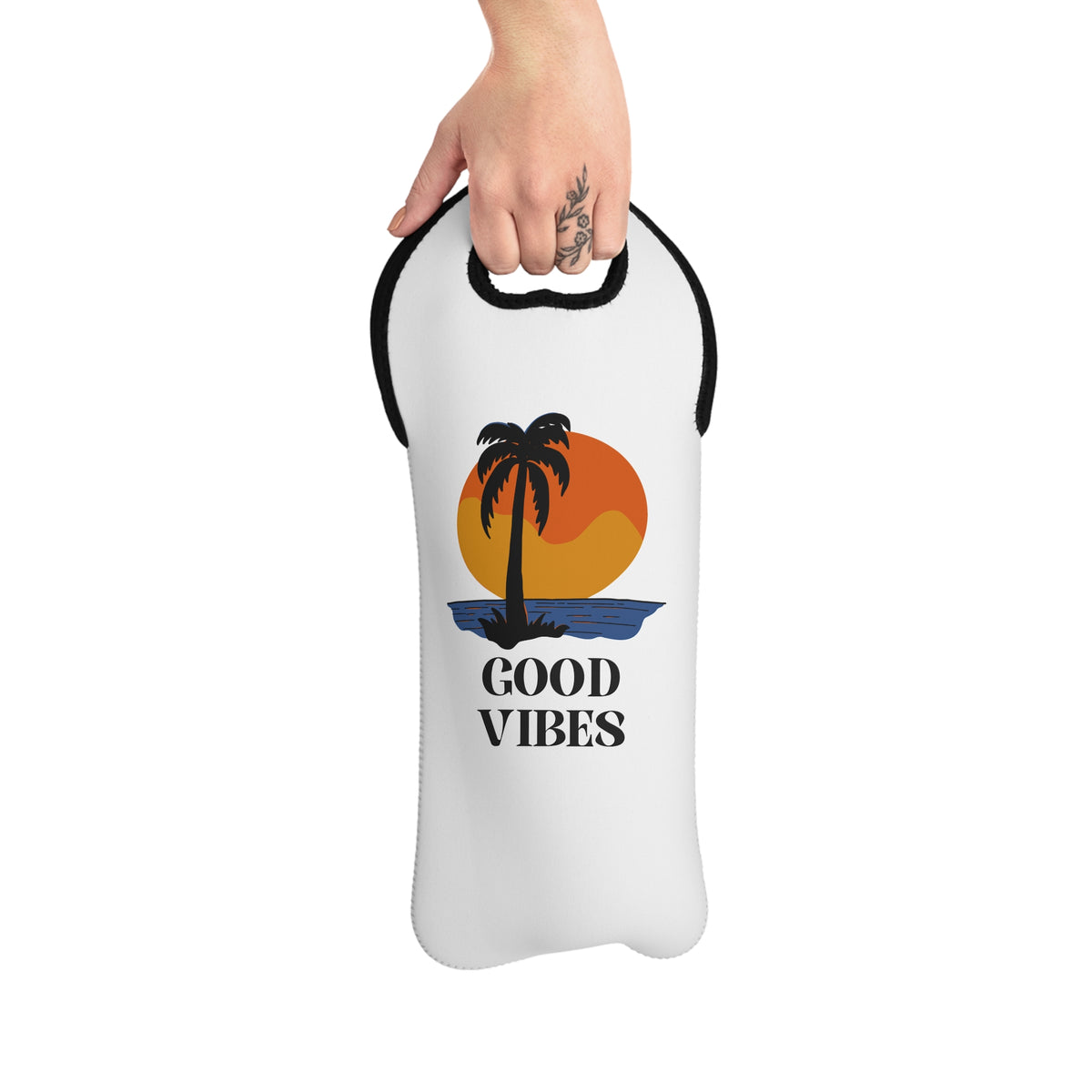 Good Vibes Wine Tote Bag – Beach Sunset Palm Wine Carrier