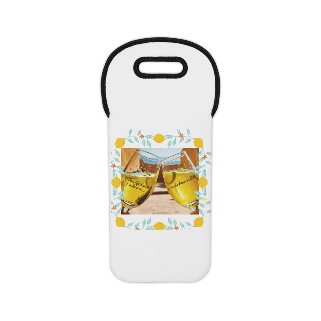 Wine Tote Bag - Lemon Wreath White Wine Carrier, Picnic & Gift Bag